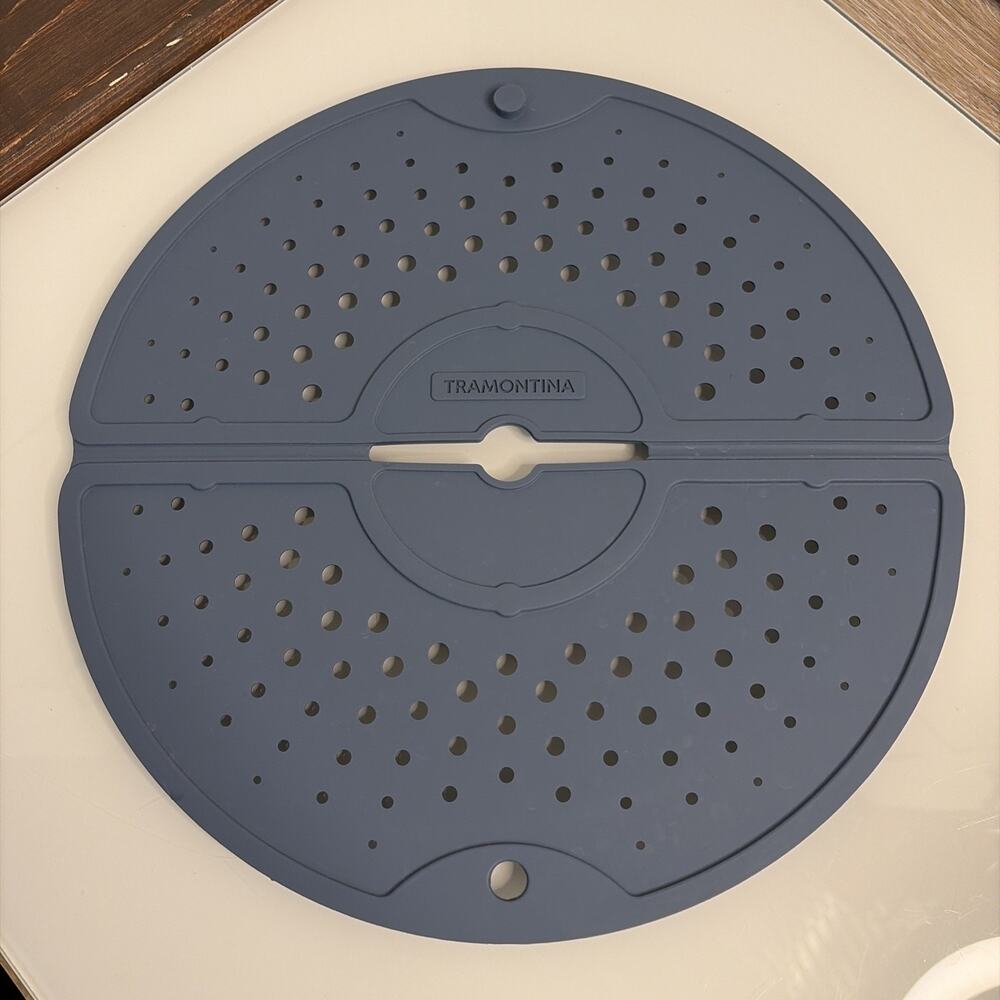 Tramontina Foldable Silicone Splatter Guard Pot Cover Blue Vented Weighted